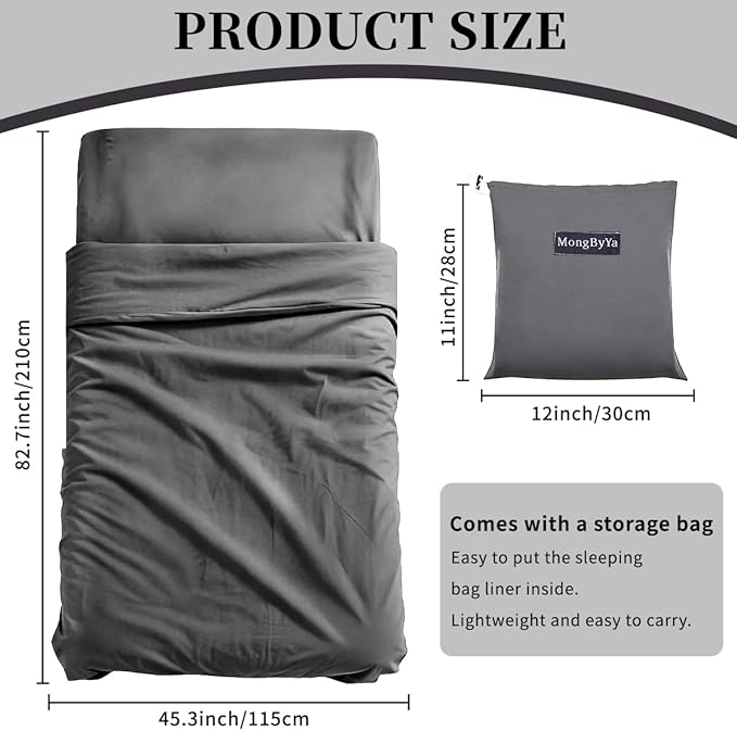 Sleeping Bag Liner Lightweight Compact Sleeping Bag Sack Portable Clean Travel Sheet Camping Sleep Sheet for Backpacking Hotel Hiking
