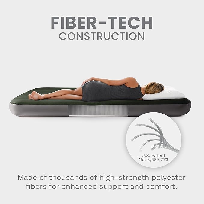 Intex 64109E Dura-Beam Standard Prestige Air Mattress: Fiber-Tech – Queen Size – 10in Bed Height – 600lb Weight Capacity – Pump Sold Separately