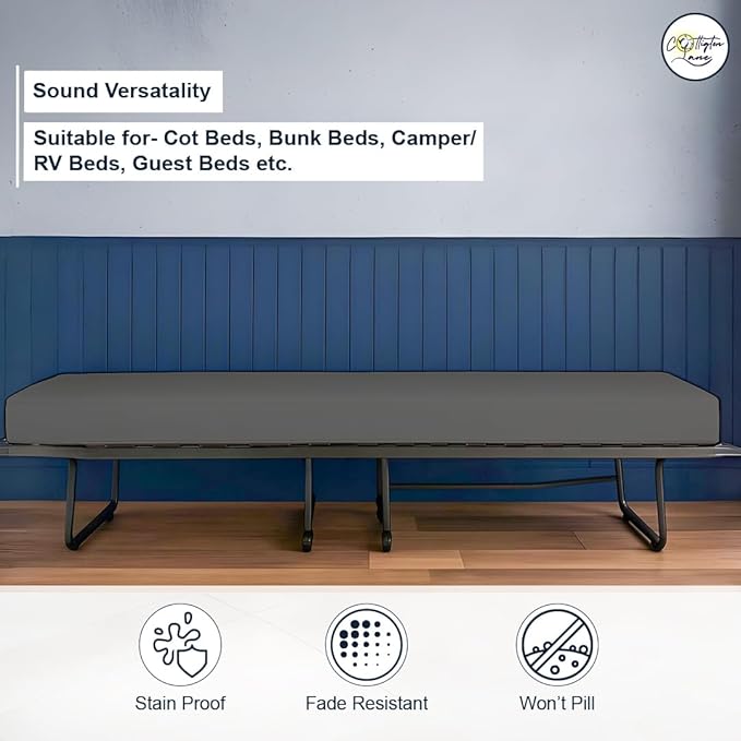 Cot Fitted Sheet 33 x 75, 100% Egyptian Cotton, 1 PC Cot Size Bottom Sheet Only, Perfect for Narrow Twin, Camp Bunk, Army Cots, Trifold Mattress, Camping Cot, Guest Bed Replacement(Dark Grey)