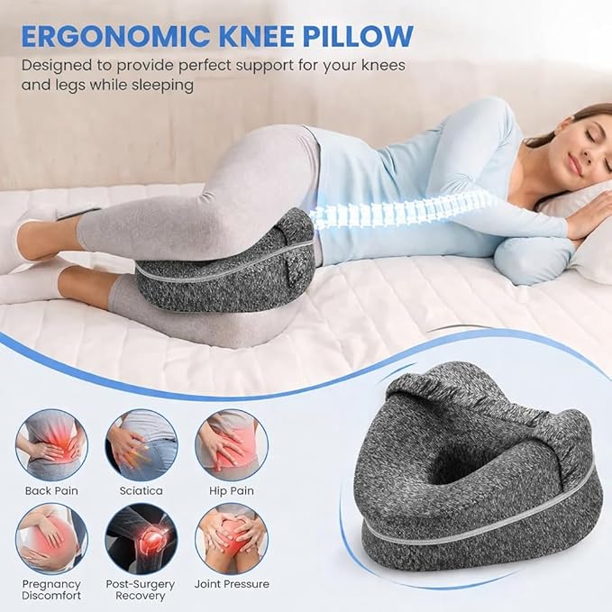 Nourial Knee Alignment Pillow, Knee Pillow for Side Sleepers, Leg Pillows for Sleeping, Knee Cushion for Sleeping,Suitable for Relieving Leg, Back, Knee Pain (Blue)