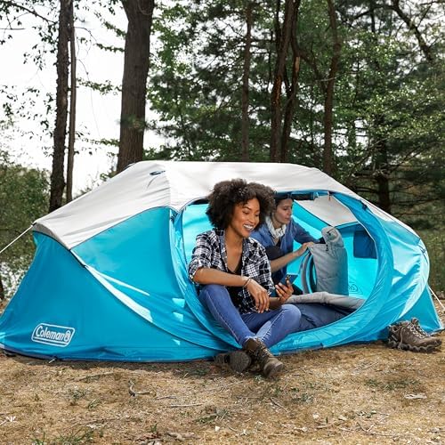 Coleman Pop-Up Instant Tent Sets Up in 10 Seconds, Portable & Lightweight 2/4 Person Weatherproof Camping Tent with Adjustable Rainfly