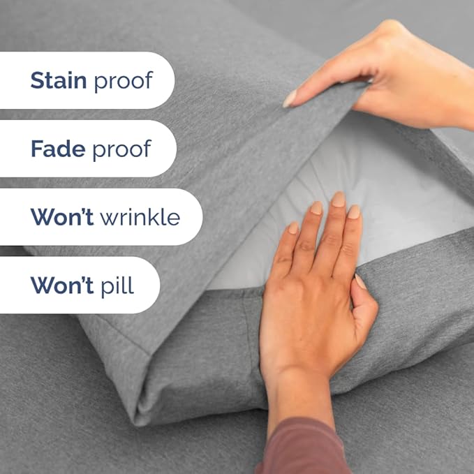 Full XL Bed Sheet - 4 Piece Full XL Bed Sheets Set - Soft, Breathable & Cooling - Hotel Luxury Bedding for Women, Men, Kids, Teens, Boys & Girls - Deep Pockets, Fade & Wrinkle Free - Heathered Grey