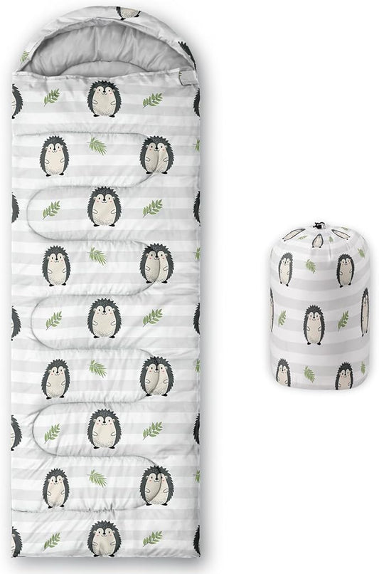 AILONEN Kawaii Puppy Sleeping Bag for Kids Boys Girls,Warm and Cool Weather,Lightweight,Waterproof Backpacking,Cartoon Cute Dog & Duck Animal Themed Blue Sleeping Bag for Camping