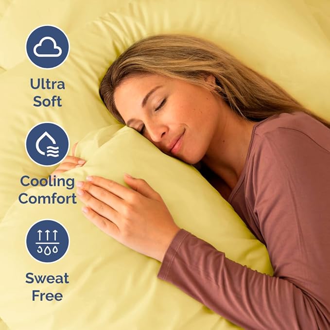Short Queen Size 4 Piece Sheet Set - RV Short Queen, Soft, Breathable & Cooling Bed Sheets Set w/ Deep Pockets - Hotel Luxury Bedding for Women, Men, Kids, Teens, Boys and Girls - Oeko-Tex - Yellow