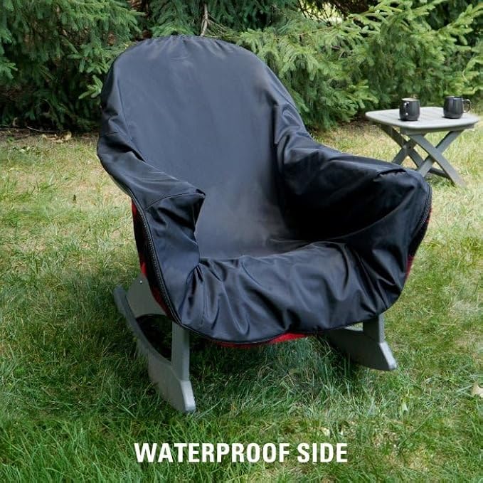 The Chair Blanket™ Reversible Waterproof with Sherpa Lining – Portable Outdoor Cover for Camping, Sports & Patio – Folds into Carry Pouch with Strap - Buffalo Plaid