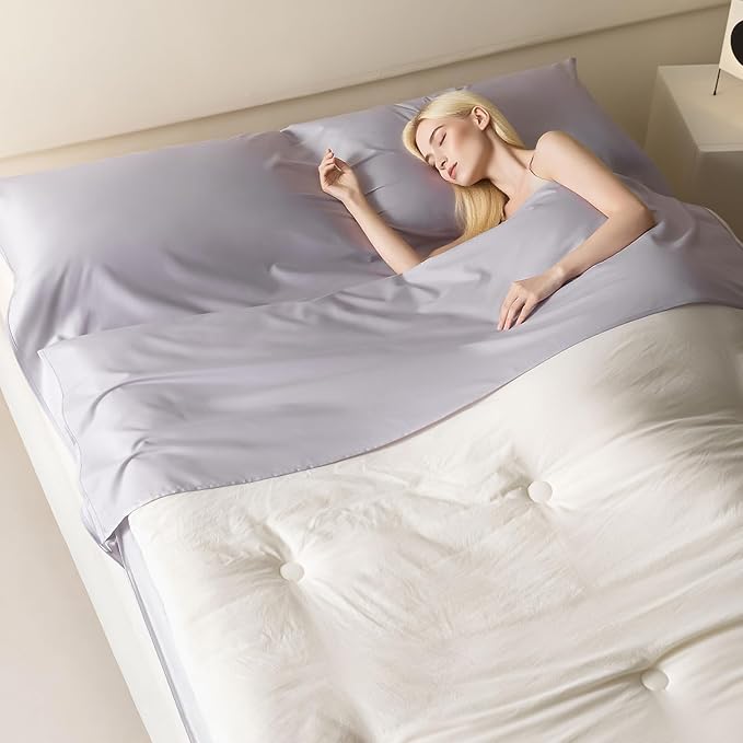 Sleeping Bag Liner for Adults, Lightweight Travel Sleep Sack with Carry Bag, Compact Portable Sleeping Sheet for Camping, Hiking, Hostels, Hotels and Backpacking