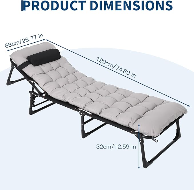 Folding Camping Cot for Adults, Sleeping Cot with Removable Thick Mattress Portable Foldable Camping Bed with Carry Bag 400LBS Max Load for Travel Tent Day Bed Outdoor Home Guest Office Nap