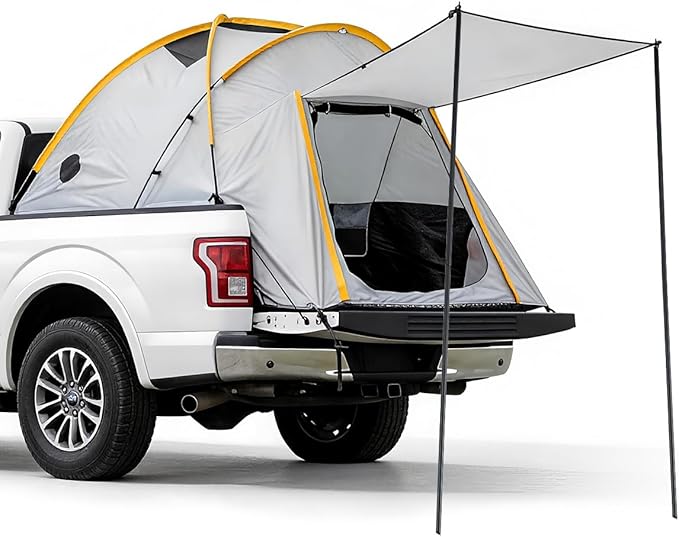 Truck Bed Tent with Awning Pickup Truck Tent for 5–8.2 ft Bed Waterproof PU3000 Oxford Camping Tent Portable Truck Camper for Chevy Silverado 1500 F150 Ram 1500