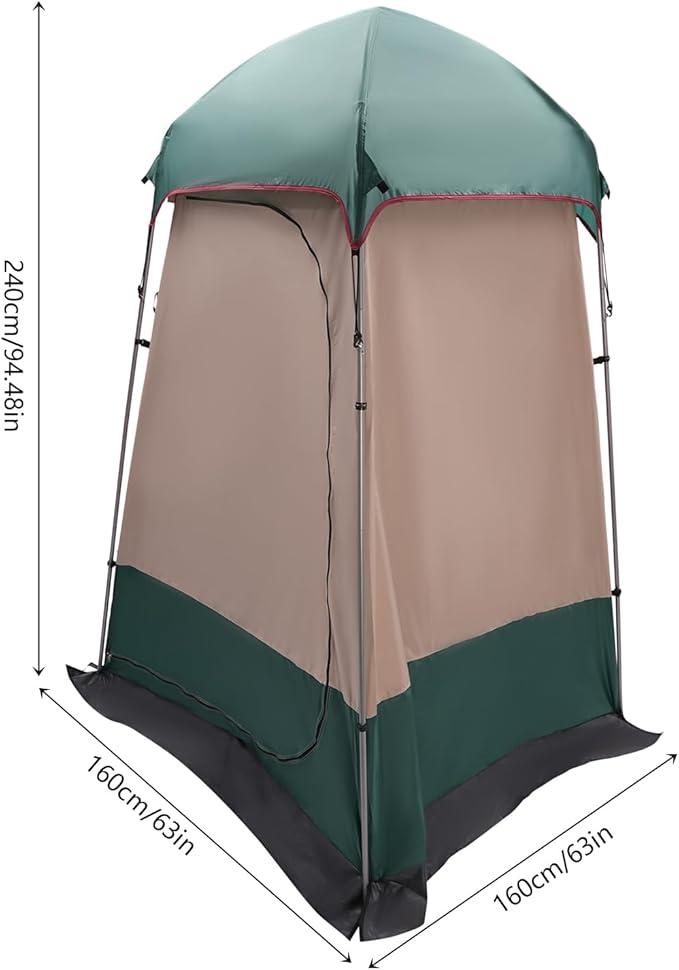 Shower Tent for Camping Outdoor Privacy Tent 63 * 63 * 94.5" Spacious Camping Changing Tent Dressing Room Portable Toilet Tent Camping Privacy Shelter Instant Outdoor Rain Shelter (Dark Green)