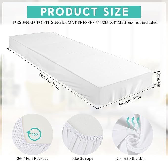 Breling Fitted Sheet (Sheet Only) Compatible with Milliard Trifold Mattress Folding Mattress Fitted Microfiber Bedclothes for Camp Bunk Rvs Bed(White,2 Pcs,Single,4'')