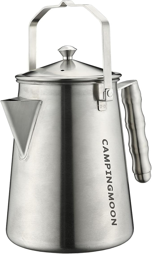CAMPINGMOON 1.5L Campfire Kettle Stainless Steel Camping Coffee Pot Full capacity 1.86L SW-6