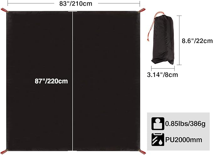 REDCAMP Waterproof Camping Tent Tarp - 36"x83", 4 in 1 Multifunctional Tent Footprint for Camping, Hiking and Survival Gear, Lightweight and Compact