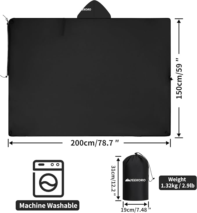 Large Camping Blanket, Hooded Stadium Blanket with Crystal Velvet Lining, Waterproof Windproof Warm Outdoor Blankets for Camping, Picnic, Stadium, Sports, Beach, Concerts (59"x 79")