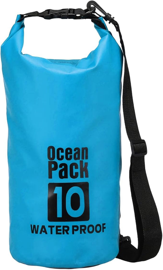 Waterproof Dry Bag, 10L Fit for Women Men Water Proof Bags Lightweight Dry Storage Floating Backpack with Whistle for Travel Backpacking Boating Kayaking (Lake Blue)
