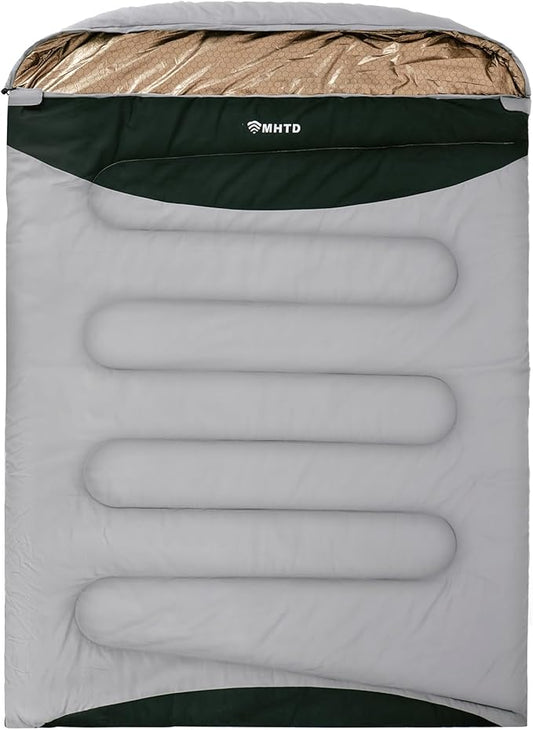 Double Sleeping Bag for Adults Cold Weather 0 Degrees Heavy Duty Two Person Sleeping Bag for Camping Cotton Canvas YKK Zipper Portable