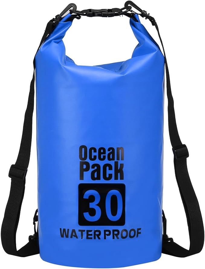 Waterproof Dry Bag, 30L Fit for Women Men Water Proof Bags Lightweight Dry Storage Floating Backpack with Whistle for Travel Backpacking Boating Kayaking Camping (Blue)