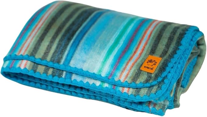 Alpaca Wool Blanket - Twin Size Bed Blanket - Alpaca Throw - Best Gift & Warm Throw, Lightweight, Couch or Camp- Outdoor - 75 x 38 Inches (Light Turquoise)
