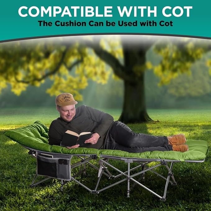 ZONETECH Folding Outdoor Camping Travel Cot and Cot Pad - Premium Quality Lightweight Portable Heavy Duty Adult & Kids Travel with Large Pocket and Cushion
