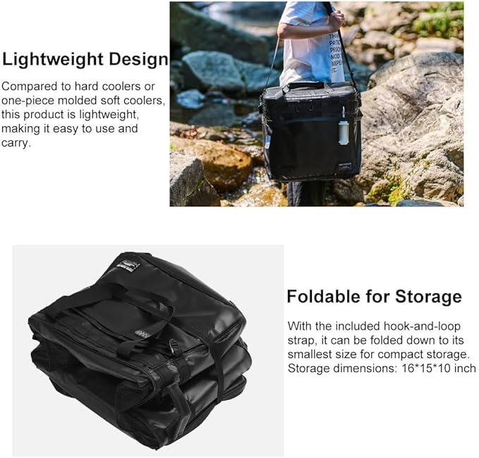 Collapsible Soft Cooler Bag, 48 Can Collapsible Insulated Ice Chest, Large Leakproof Camping & Travel Cooler Bag for Camping, Beach,Car, Fishing, Outdoor, Picnic- 35 Quart