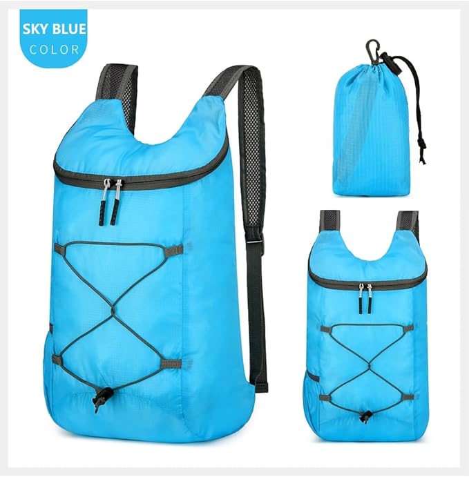 16L Lightweight Foldable Hiking-Backpack Small Packable-Daypack For Travel,Ultralight Water-Resistant Gym Bag Men Women Easy Carry-on (Blue)
