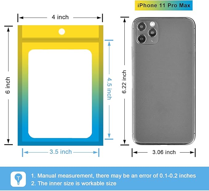 100 Pcs Resealable Mylar Bags, Gradient Color Food Storage Bags, Zip Bag Foil Bags Packaging Pouch for Food Storage, Sample, Small Business (Yellow Blue, 4 X 6 Inch)