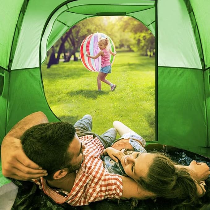 CAMPROS CP Tent 3 Person Camping Tents, Gifts for Family Waterproof Windproof Backpacking Tent with Top Rainfly, Easy Set up Small Lightweight Dome Tents, Hiking Beach - Green