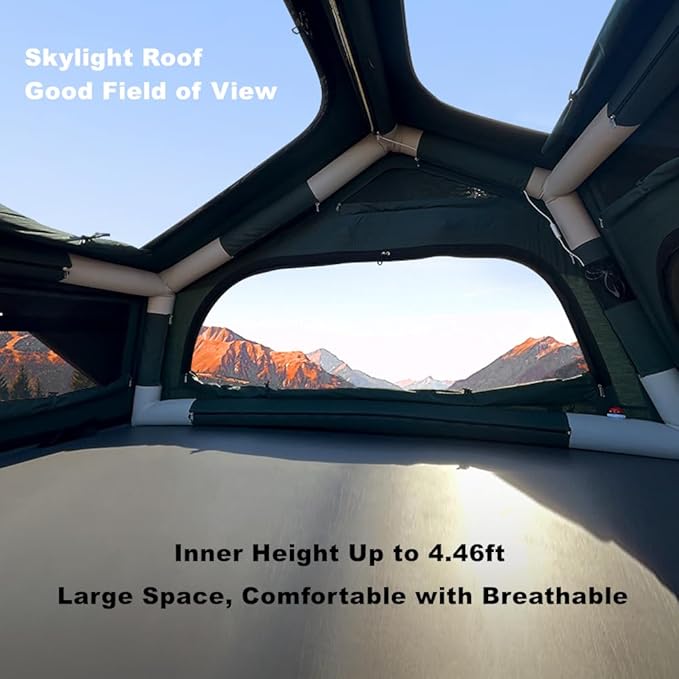 UNISTRENGH Truck Rooftop Tents Portable Inflatable Family Camping SUV Car Roof Top Tent with Skylight, Sun, Wind, and Waterproof SUV Truck Roof Tents