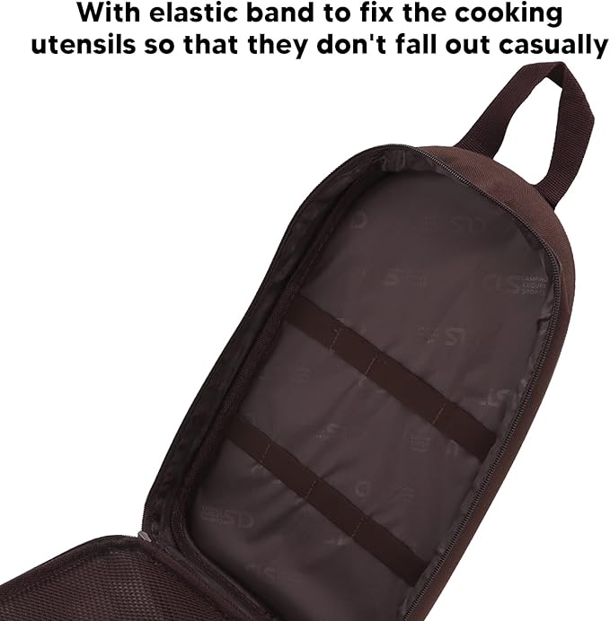 TOPINCN Cooking Utensils, Pouch Polyester Fabric Camping Cookware Travel Storage Bag, Outdoor Large Space Cookware Kit Bag(C)