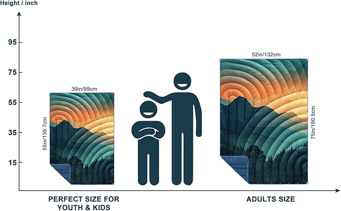 Camping Blanket,Lightweight Puffy Printed Camping Blanket Packable Outdoor Blanket for Camping,Traveling, Stadium, Hiking, Picnics