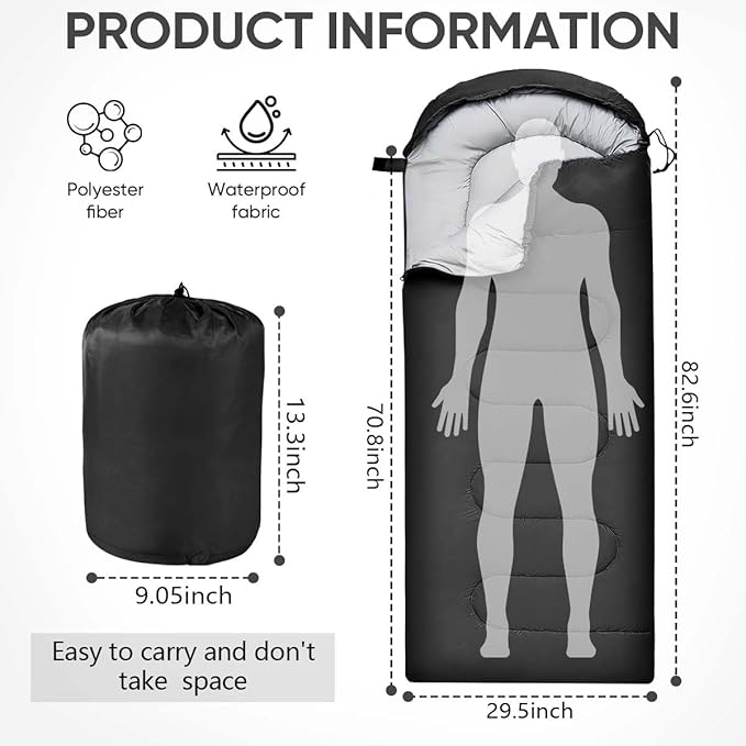 OBTANIM Sleeping Bags Portable Waterproof Camping Sleeping Bag for Adults Kids 4 Seasons Cold Weather or Warm Backpacking Hiking Mountaineering Indoor Outdoor Use