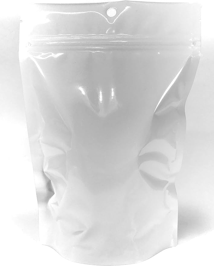 Smell Proof Mylar Food Storage Bag (50 Pack) 1 Ounce Clear Front Heavy Duty Ziplock 6x9x3 Inch Stand Up Leak Proof Foil Pouch w Hang Hole. Heat Sealable with Iron.
