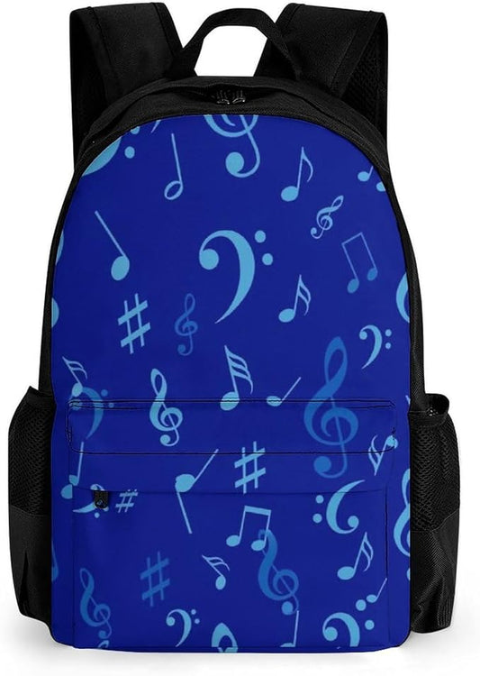 Rucksacks Lightweight Multipurpose Anti-Theft Blue Musical Notes Shoulder Bag Large Capacity Business Computer Bag With Smooth Zippers