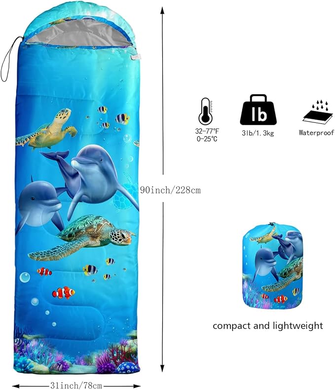 Sleeping Bags for Adults and Kids Camping Sleeping Bags for Girls and Boys Lightweight Waterproof Cold/Warm Sleeping Bag for 3 Season