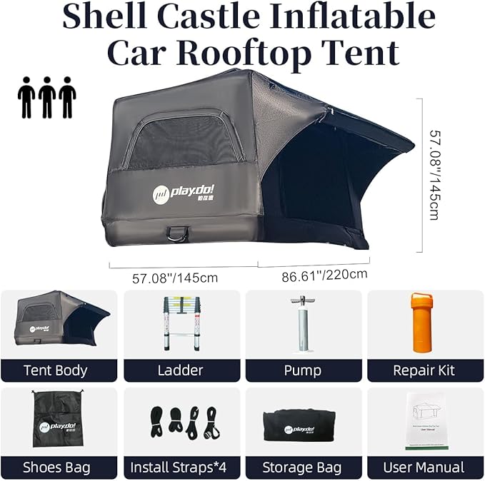 UNISTRENGH Waterproof Inflatable Car Rooftop Tent Lightweight Portable Family Outdoor Camping Roof Top Tent for SUV, Jeep Cars