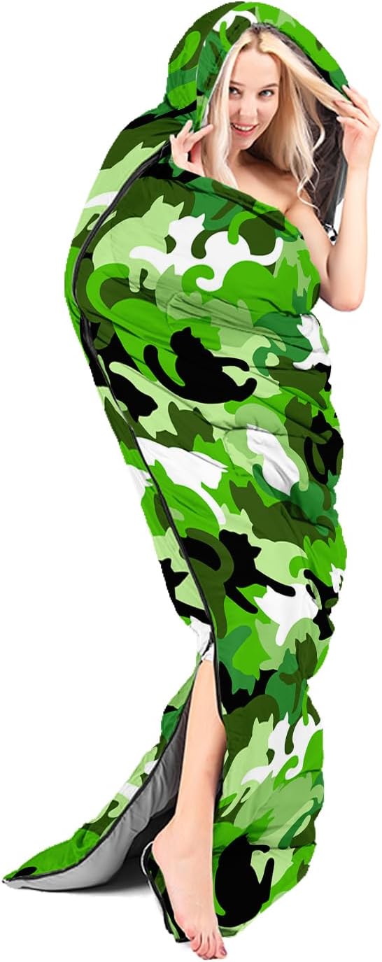 AILONEN Girls Pink Camping Sleeping Bags,Lightweight & Waterproof,3 Season Warm & Cool Weather,Cute Bow Duck Print Sleeping Bags for Kids,Girls,Adults Travelling,Outdoors