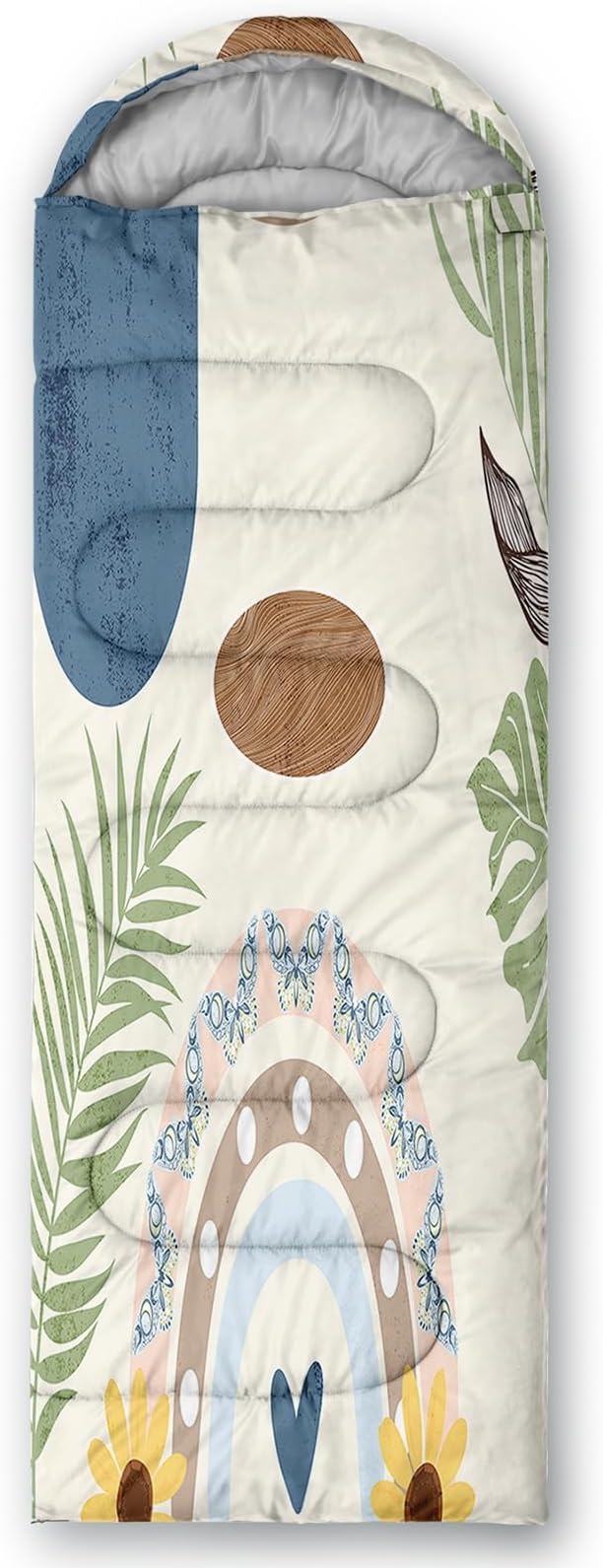 AILONEN Boys Sleeping Bag for Camping,Nautical Anchor,Lightweight & Waterproof,3 Season Warm & Cool Weather,Navy Blue Sleeping Bags for Kids Men Travelling,Outdoors