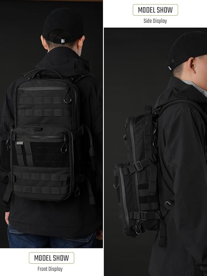 TACTICAL_GEEK ModCase B2 Ultimate EDC Tactical Backpack,14L High-Capacity, Anti-Shock Laptop Compartment, Waterproof, Molle System, for Hiking, Camping, Commuting, Backpacking Daypack Rucksack, Black