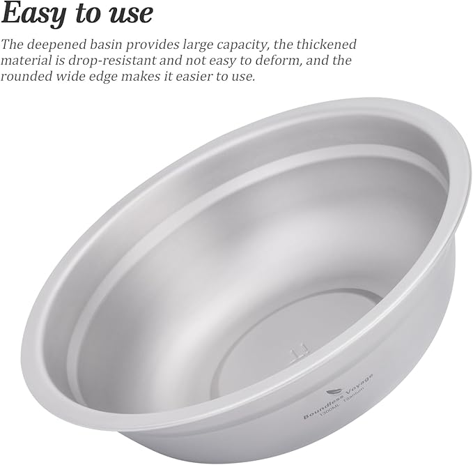 Boundless Voyage Titanium Camping Plate Bowl Set Rice Soup Salad Stackable Serving Bowls Ultralight Dinnerware Set Dishwasher Safe 1300ml ti1147t