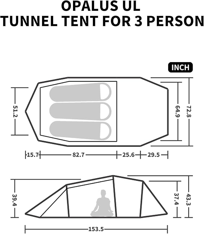 Naturehike Opalus 4 Season Camping Tent, Waterproof 2-3 Person Backpacking Tent, Double Layer Tunnel Winter Tents for Camping