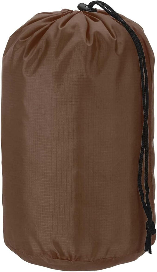 Stuff Sack, Nylon Waterproof Storage Sacks Portable Drawstring Dry Stuff Bag Gear Organization with Toggle, 7x13Inch Fit for Backpacking Camping Traveling Hiking(Brown)