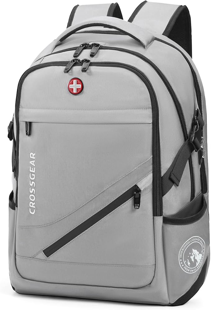 CROSSGEAR Large Travel Backpack Anti-Theft Laptop Bag with Password Lock Water Resistant Bookbag Airline Approved Business Work Computer Bag with USB Charging Port Fit 17.3 Inch Laptops for Men Women