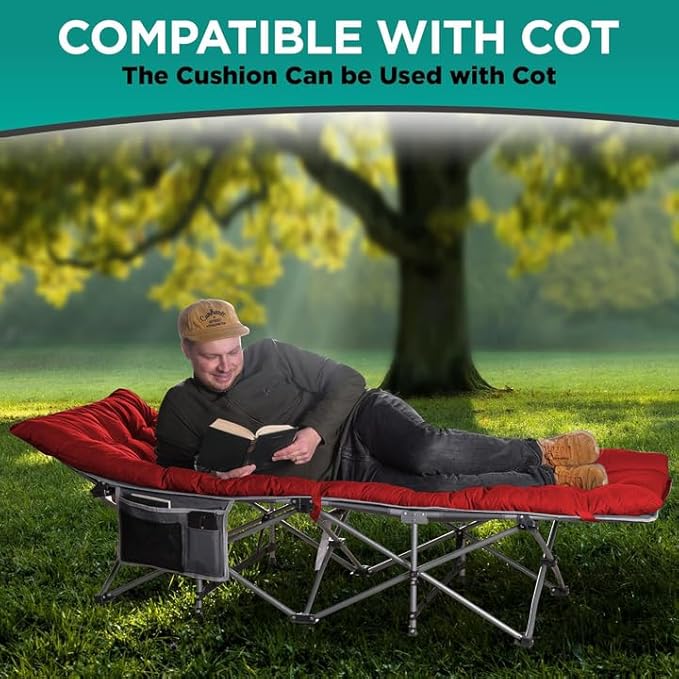 ZONETECH Folding Outdoor Camping Travel Cot and Cot Pad - Premium Quality Lightweight Portable Heavy Duty Adult & Kids Travel, Large Pocket and Cushion