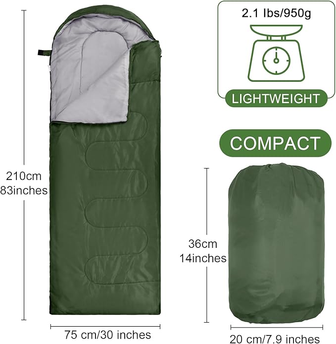Tudomro 16 Pack Winter Camping Sleeping Bags Bulk Adults 4 Season Warm Cold Weather Lightweight Waterproof Compact Backpacking Sleeping Bag for Travel Hiking