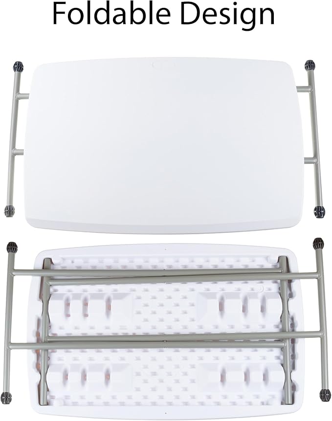 Everyday Home Folding Table - Lightweight Portable Folding Desk - Small Plastic Table for Camping, Playing Cards, and Crafting (White)
