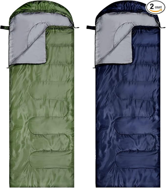Tudomro 2 Pcs Camping Sleeping Bag for Adults, Lightweight Packable Waterproof Camping Gear Equipment to Keep Warm for Spring Summer Fall Indoor Outdoor Backpacking Hiking Travel