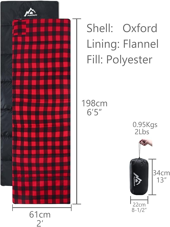 Heated Sleeping Bag pad, Heated Sleeping Bag Liner, 5 Heating Zones, Multi USB Power Supported, Operated by Battery Power Bank or Other USB Power Supply, Compact Bag Included.