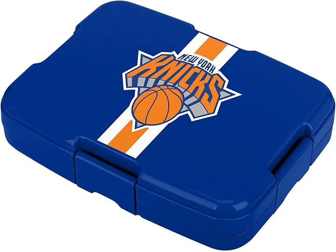 FOCO NBA Unisex-Adult Officially Licensed Team Color Stripe Primary Logo Basketball Leak Proof 5 Compartment Bento Lunch Box - New York Knicks