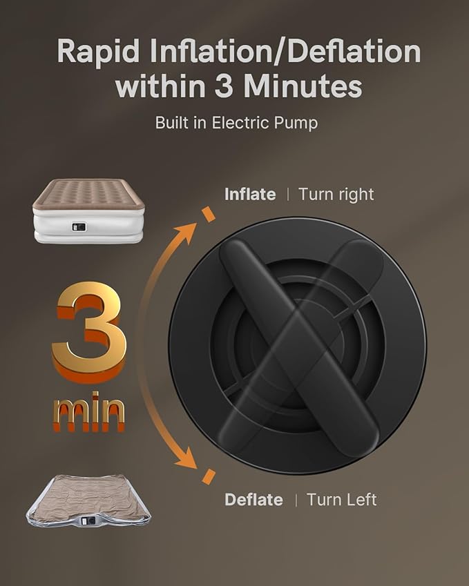 Air Mattress Queen with Built in Pump, Portable Inflatable Blow up Mattress Queen Size, Upgraded Air Bed for Home, Guest, Camping, Colchones Inflables, 650 lbs