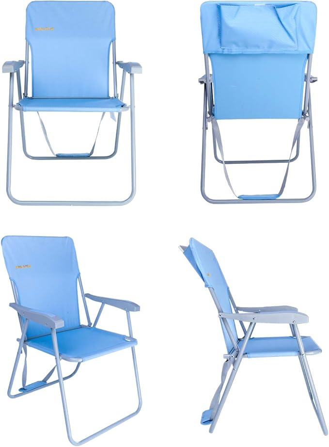 #WEJOY High Beach Chair for Adults, Lightweight Folding Camping Chairs with Hard Armrest,Shoulder Straps,Supports 300lbs for Outdoor Lawn Concert BBQ Park