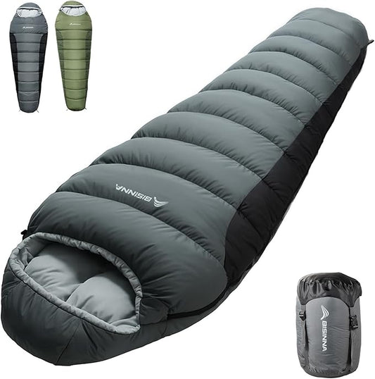 BISINNA Mummy Sleeping Bag for Adults 14-41℉ Cold Weather Camping Sleeping Bags with Compression Sack for Backpacking Hiking Traveling